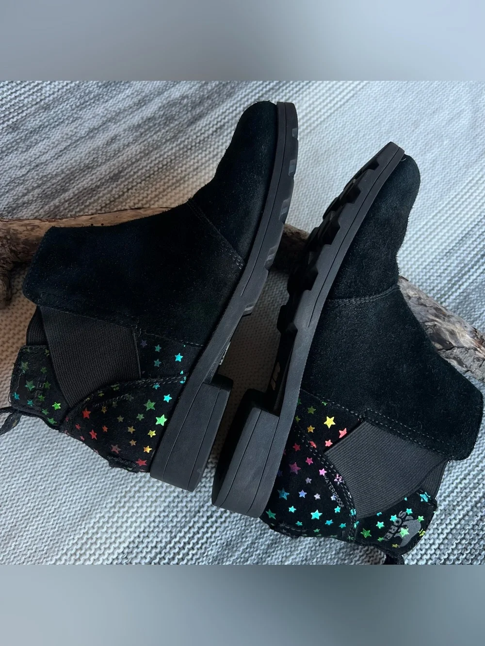 Sorel Emelie Chelsea Girls Black Suede Booties